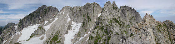 110815剱岳北方稜線チンネパノラマ