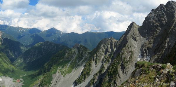 120921北穂前尾根・前穂北尾根から涸沢のパノラマ